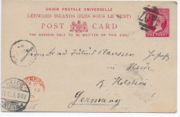 Post Card Leeward Islands Via London To Heide/Germany, 1895 - St.Kitts En Nevis ( 1983-...)