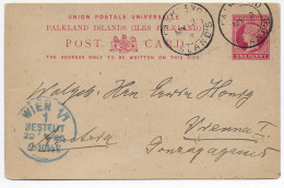 Post Card Falkland Islands Port Stanley 1895 Nach Wien - Falklandeilanden
