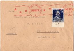 ALLEMAGNE ZONE AAS YT N°54 AVEC BORD DE FEUILLE OBLITERE FISCHBACHAU  SEUL SUR LETTRE POUR LA SUISSE CENSURE - Lettres & Documents