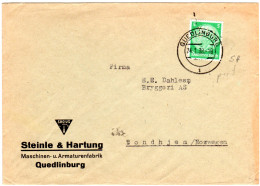 DR 1938, 5 Pf. M. Perfin Auf Firmenbrief V. Quedlinburg N. Norwegen. - Cartas & Documentos