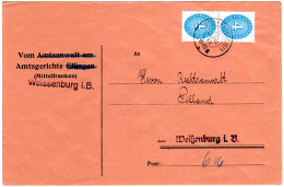 DR 1933, MeF Paar 4 Pf. Dienst Auf Orts-Brief V. Weissenburg - Oficial