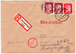 DR 1945, 12+2x15 Pf. Auf Spätem (25.Jan.) Einschreiben Brief V. Oberammergau - Storia Postale