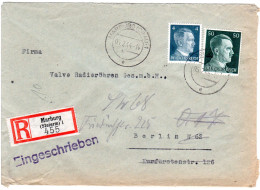 DR 1944, 4+50 Pf. Auf Ostmark Einschreiben Brief V. Marburg (Steiermark) - Cartas & Documentos