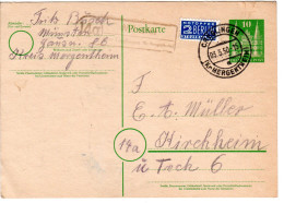 BRD 1950, Landpost Stpl. 14a MÜNSTER über Creglingen Auf 10 Pf. Ganzsache - Colecciones