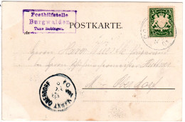 Bayern 1901, Posthilfstelle BURGWALDEN Taxe Bobingen Auf Karte M. 5 Pf. - Cartas & Documentos