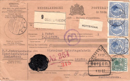 NL 1927, 5 C.+3x1G. On Parcelcard From Oosterbeek To Bergen, Norwegen  - Andere & Zonder Classificatie