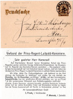 Bayern, Bahnpost-K1 M-Kufst.3 Auf 3 Pf. Ortskarte Ganzsache M. Rücks. Zudruck  - Covers & Documents