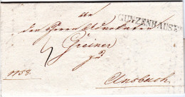 Bayern 1824, L1 GUNZENHAUSEN Klar Auf Porto Brief N. Ansbach. - Prefilatelia
