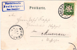 Bayern 1903, Posthilfstelle FREIBERGSEE Taxe Oberstdorf Auf Entspr. AK M. 5 Pf. - Brieven En Documenten