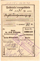 DR 1939, Landpoststempel HOHENSTEIN über Wiesbaden Auf Posteinlieferungsschein! - Cartas & Documentos