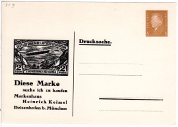 DR, Ungebr. 3 Pf. Privatganzsache H. Keimel Deisenhofen B. München M. Abb. Marke - Storia Postale