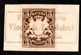 Bayern, Posthilfstelle VIECHT B. LANDSHUT Taxe Kronwinkl Auf Briefstück M. 3 Pf. - Usati
