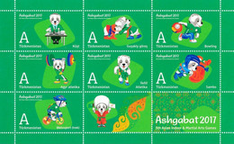 2017 Turkmenistan, Asian Games, Sports, Basketball, Chess, Cycling, Weightlifting, Sheet Of 8v - Turkménistan