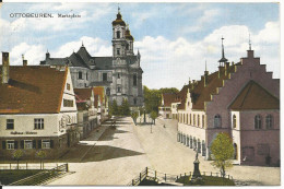 Ottobeuren, Marktplatz M. Gasthaus Mohren, 1929 Gebr. Farb AK. - Sonstige & Ohne Zuordnung