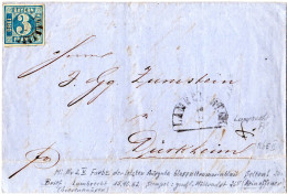 Bayern 1862, Breitr. 3 Kr. (Pl. V) Auf Brief M. MR 265 V. Lambrecht N. Dürckheim - Covers & Documents