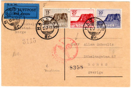 Norwegen 1943, Luftpost Karte V. Harstad M. Seltener Trondheim-Zensur! LP! - Lettres & Documents