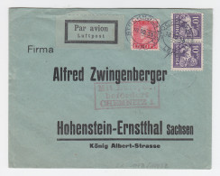 Schweden 1933, Brief V. Stockholm M. Chemnitz Luftpost Bestätigungs Stempel - Lettres & Documents