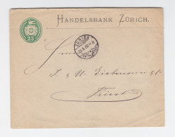 Schweiz 1882, 25 C. Ganzsache Brief D. Handelsbank Zürich N. Triest Österreich. - Sonstige & Ohne Zuordnung