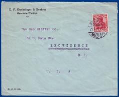 DR 1914, EF 10 Pfg. F. Brief Sog. "direkter Weg" V. Mannheim Nach USA #S762 - Lettres & Documents