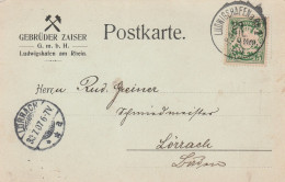 Bayern Firmen Karte Ludwigshafen Am Rhein 1907 Gebrüder Zaiser GmbH - Brieven En Documenten