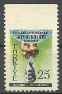 Turkey; 1956 25th International Anti-Alcoholism Congress ERROR "Imperf. Edge" - Neufs