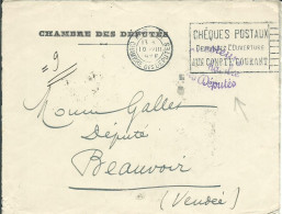FRANCE  LETTRE PARIS DEPUTES + SEING " QUESTEURS CHAMBRE DES DEPUTES " POUR BEAUVOIR ( VENDEE ) DE 1928 LETTRE COVER - Cartas Civiles En Franquicia