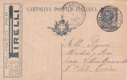 1919 Intero Postale Con Pubblicità PNEUMATICI PIRELLI PER AUTO MOTO BICICLETTA  AEREO - Poststempel