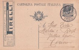 1919 Intero Postale Con Pubblicità PNEUMATICI PIRELLI PER AUTO MOTO BICICLETTA  AEREO - Storia Postale