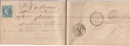 LETTRE. 25 MAI 1870. PERLÉ T24. LA SONE. ISERE. GC 4963. DE ST JUST DE CLAIX. POUR FLAVIAC. PERLÉ T22 - 1849-1876: Periodo Clásico