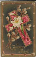 609 - Joyeuses Pâques - Fleurs - Croix - Pasqua