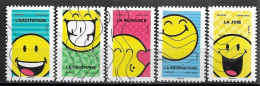 France 2022  Oblitéré -  Autoadhésif    N° 2146 - 2147 - 2148 - 2151 - 2152    -  Smiley - Used Stamps