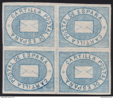 1869 SPAGNA ,ESPANA ,SPAIN,  Franchigia N° 1 Azzurro QUARTINA CON 2 Tete-beche  - Otros & Sin Clasificación