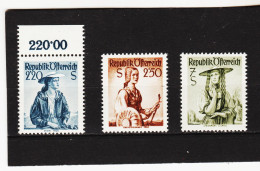 CAO679 ÖSTERREICH 1952 VOLKSTRACHTEN Michl 978/80 Weißer GUMMI ** Postfrisch Siehe ABBILDUNG - Nuovi