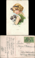 Ansichtskarte  Künstlerkarte "Gretel": Mädchen Mit Hund Auf Arm 1921 - 1900-1949