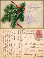  Glückwunsch/Grußkarten: Weihnachten - Tannenzweig Mit Rotem Band 1918 Goldrand - Other & Unclassified