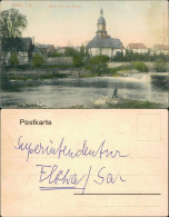 Ansichtskarte Flöha (Sachsen) Kirche, Fluss 1900 - Floeha