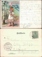 Ansichtskarte  Künstlerkarte Mädchen Im Kleid Mit Blumen Im Frühling 1900 - Retratos