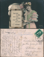  Künstlerkarte: Frau Vor Riesenbierseidel: Immer Durch Die Kehle 1914  - 1900-1949