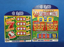 2 Biglietti Lotteria Gratta E Vinci Dado 7 E Super Sette E Mezzo Prototipo Serie 000 - Billetes De Lotería