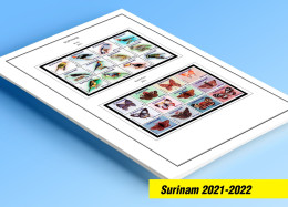 COLOR PRINTED SURINAM/SURINAME 2021-2022 STAMP ALBUM PAGES (14 Illustrated Pages) >> FEUILLES ALBUM - Pre-printed Pages