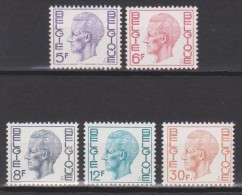 Belgique N° 1645P5 - 1649P5 *** S.M. Le Roi Baudouin - 1972 - Ongebruikt