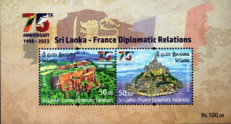 Sri Lanka - 2023 - Sri Lanka - France Diplomatic Relations - 75 Years - Mint Souvenir Sheet - Sri Lanka (Ceylan) (1948-...)