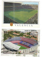 2 POSTCARDS WORLD STADIUMS SPAIN  BARCELONA/ VALENCIA - Stadiums