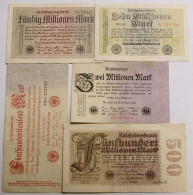 Germany - 5 Pieces German Reichsbanknotes 1923 Infla   (cb154 - Otros & Sin Clasificación