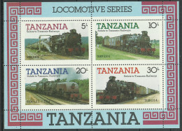 Tanzania 1985 Year, Mint Block  MNH(**) Trains - Tanzanie (1964-...)