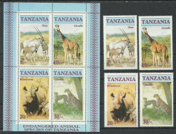 Tanzania 1986 Year, Set + Block Mint Stamps MNH(**)  Animals - Tansania (1964-...)