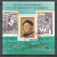 Tanzania 1992 Year, Used Block Columbus - Tanzanie (1964-...)