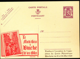 BELGIUM PPS SBEP 8 355  BINCHE GILLES  REPIQUAGE CERCLE PHILA. 1939 UNUSED - Werbepostkarten