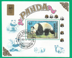 Mongolia 1989 Used Block CTO  Mi.# Blc.134 Panda - Mongolei