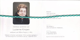 Lucienne Kimpen-Nuyts, Oostham 1918, Paal 2019. Honderdjarige. Foto - Esquela